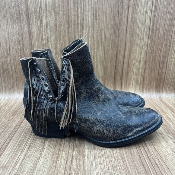 Circle G by Corral Women's Black Studs & Fringe Booties Size 11 - Picture 1 of 9